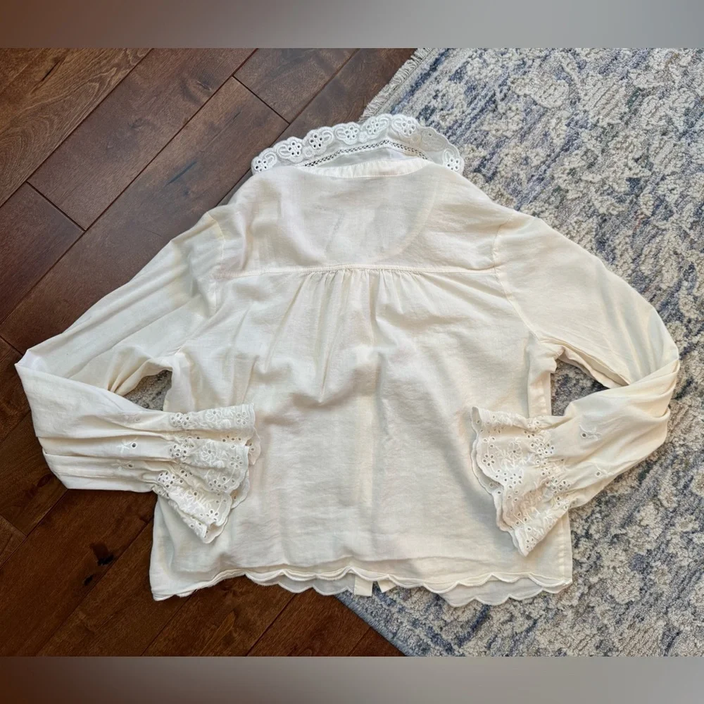Reformation White Lace Collar Blouse NWOT Size Small Romantic Cottagecore - Picture 3 of 3